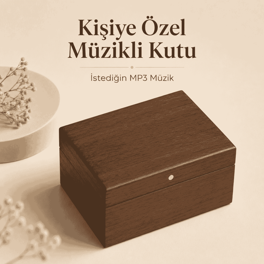 Kişiye Özel MP3 Müzikli Ahşap Hediye Kutusu Şarjlı Lazer Yazılı Kapak Açılınca Müzik Çalar